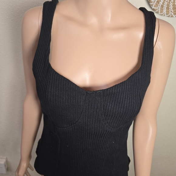 Maeve Crop Top Anthropologie Retro Black Size Xl - Picture 6 of 11